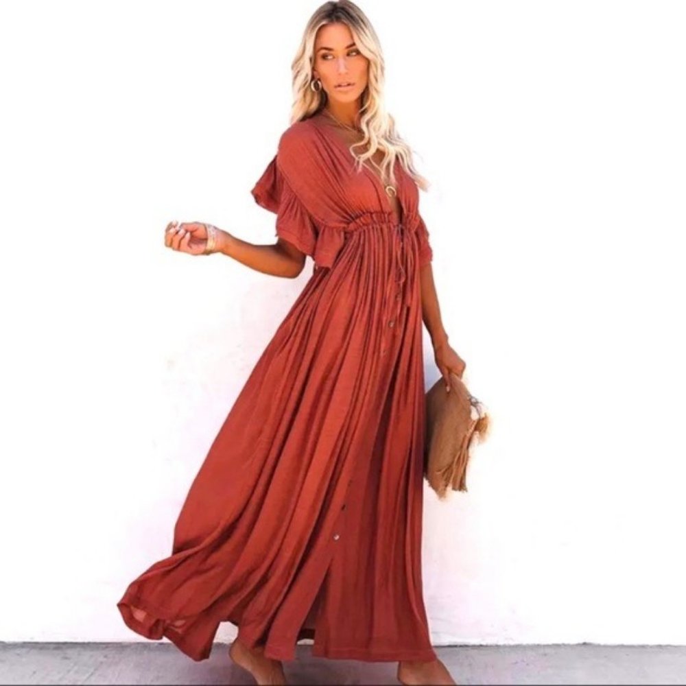 Boho Maxi Dress Beach Cover NEW - Picture 7 of 10